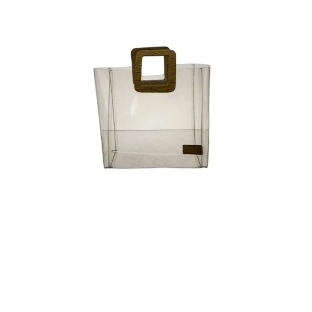 Staud PVC Shirley Tote‎ Bag Women Clear Olive Green Good Croc Embossed Leather